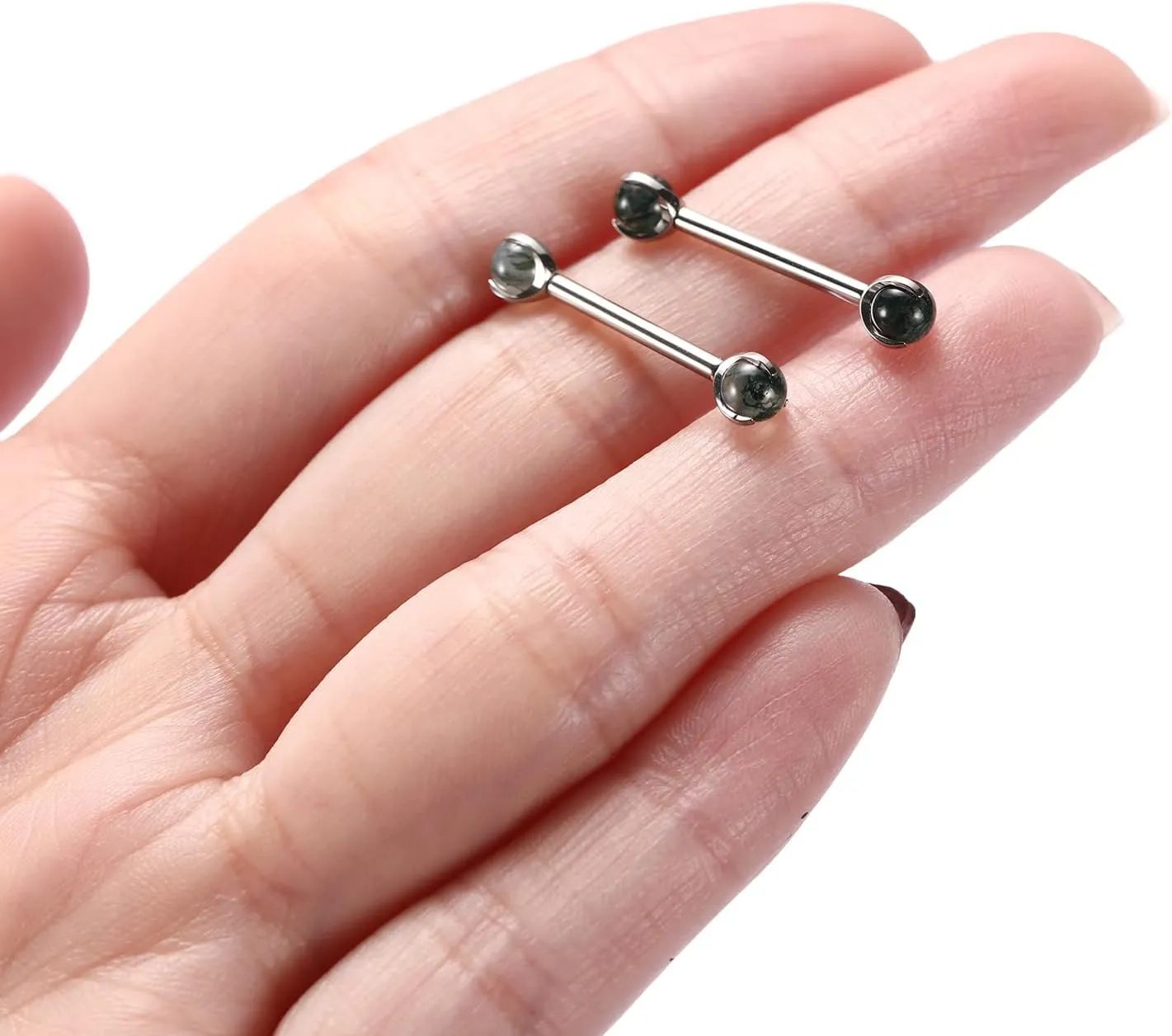 FUNLMO 1 Pair Nipple Rings G23 Titanium Nipple Piercing Jewelry Tongue Rings Internally Threaded Nipple Jewelry Bridge Piercing Jewelry 16G 14G 12G 12mm-18mm