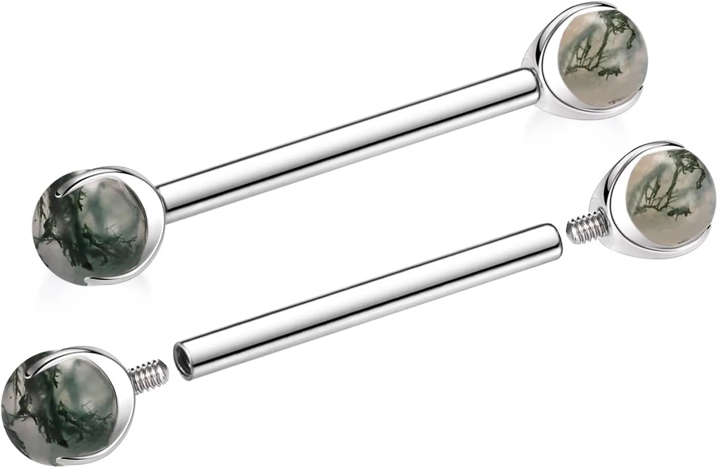 FUNLMO 1 Pair Nipple Rings G23 Titanium Nipple Piercing Jewelry Tongue Rings Internally Threaded Nipple Jewelry Bridge Piercing Jewelry 16G 14G 12G 12mm-18mm