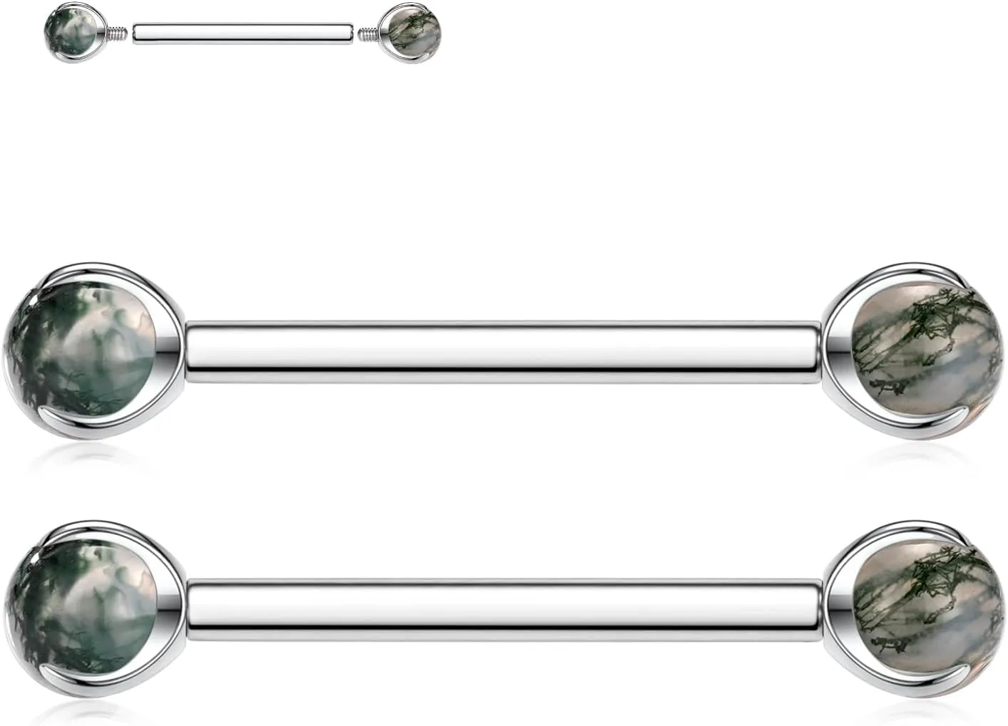 FUNLMO 1 Pair Nipple Rings G23 Titanium Nipple Piercing Jewelry Tongue Rings Internally Threaded Nipple Jewelry Bridge Piercing Jewelry 16G 14G 12G 12mm-18mm