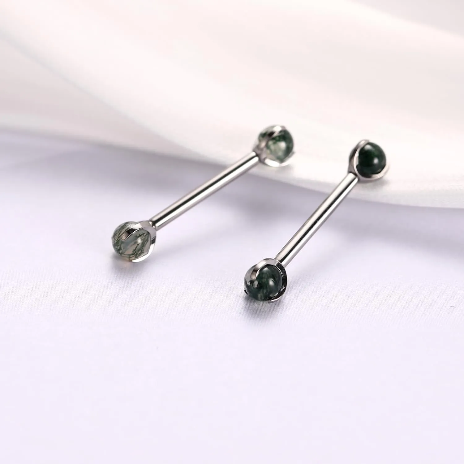 FUNLMO 1 Pair Nipple Rings G23 Titanium Nipple Piercing Jewelry Tongue Rings Internally Threaded Nipple Jewelry Bridge Piercing Jewelry 16G 14G 12G 12mm-18mm