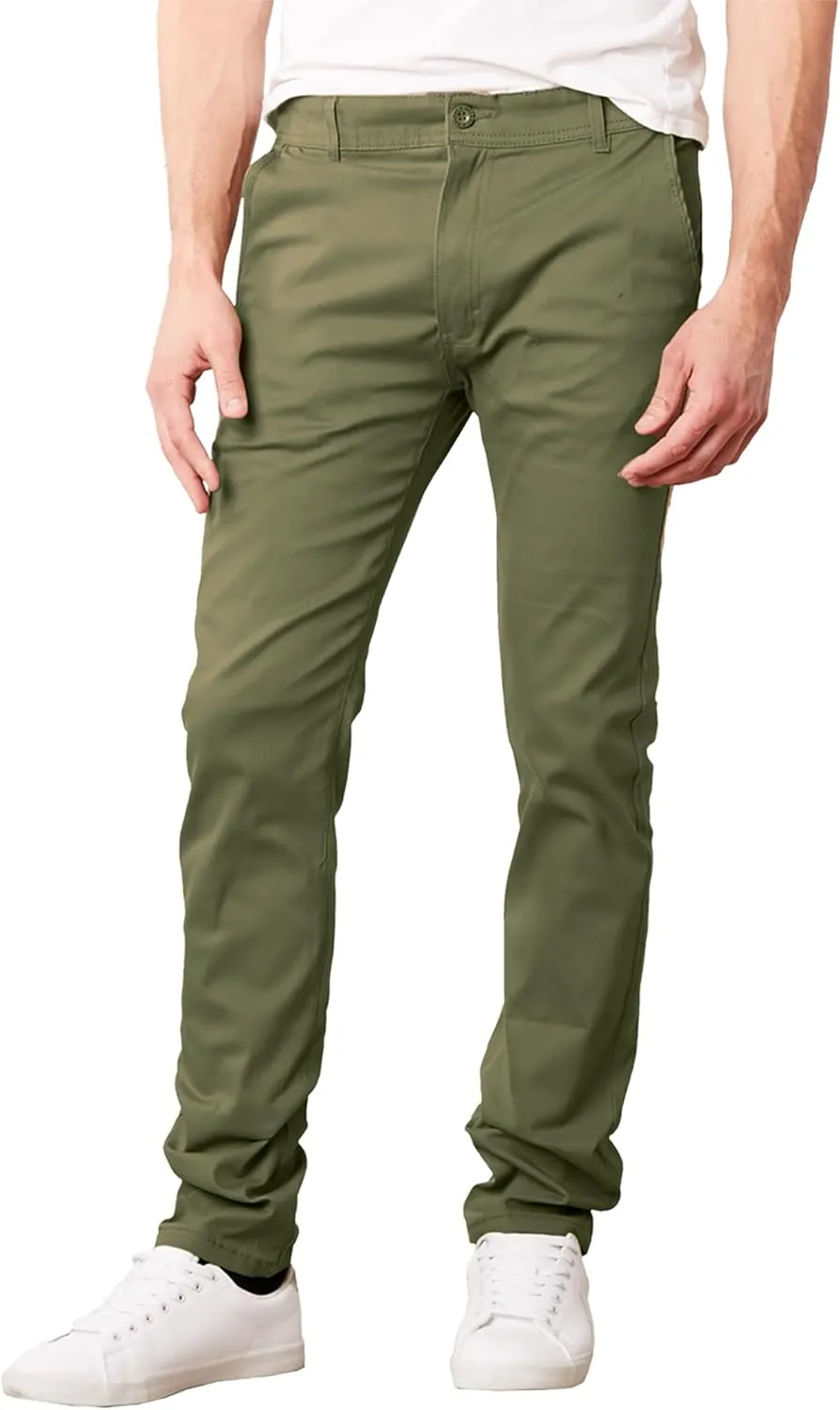 Galaxy by Harvic Mens Slim Fit Cotton Stretch Chino Pants 2 Packs