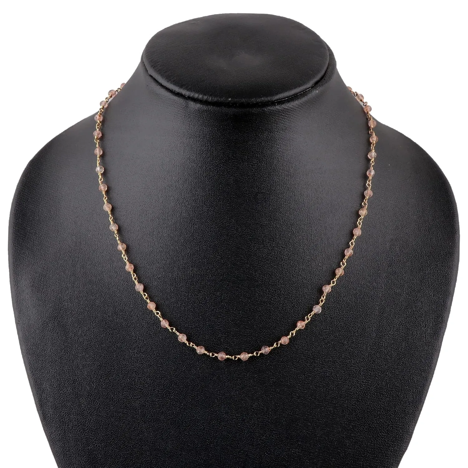 Gempires Natural Lightweight Beaded Bracelet & Necklace Rosary Chain Handmade Jewelry Sunstone Beads Crystal Jewelry Hypoallergenic Gold Plated Perfect Elegant Jewelry Gift For Her