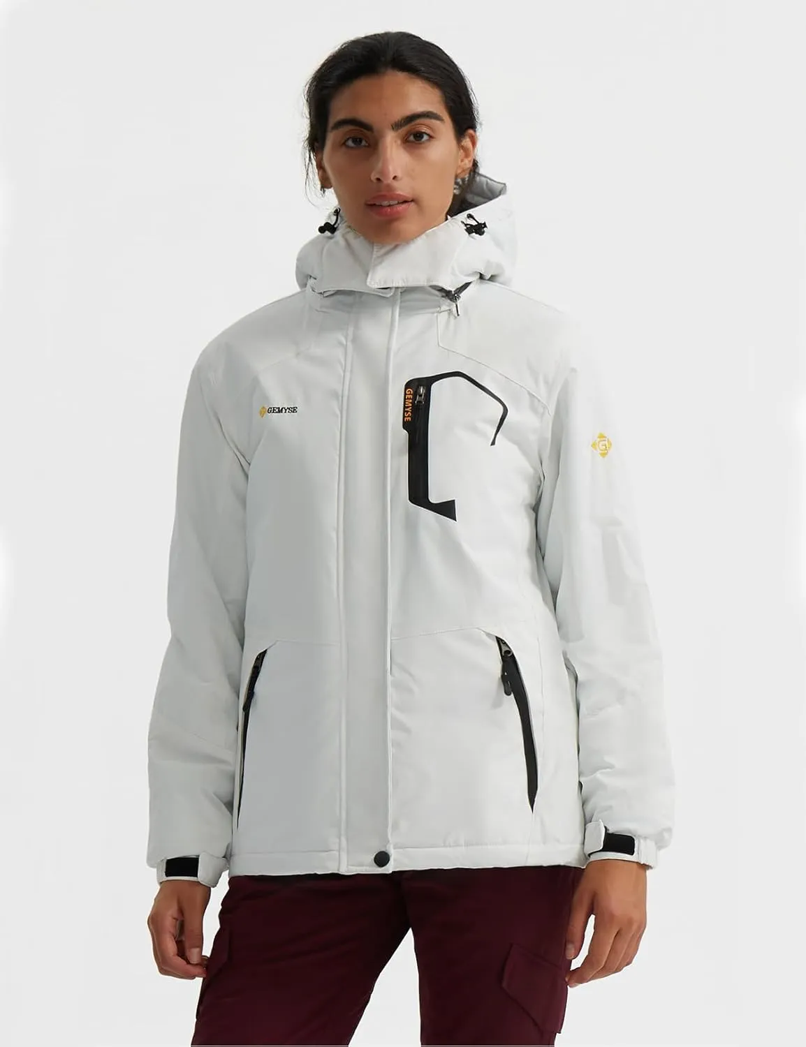 GEMYSE Women's Ski Snow Jacket Warm Winter Waterproof Coat Snowboard Rain Jacket Hooded Windproof Windbreaker