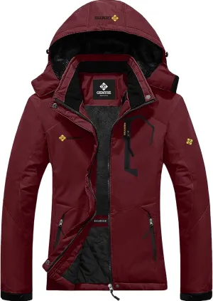 GEMYSE Women's Ski Snow Jacket Warm Winter Waterproof Coat Snowboard Rain Jacket Hooded Windproof Windbreaker