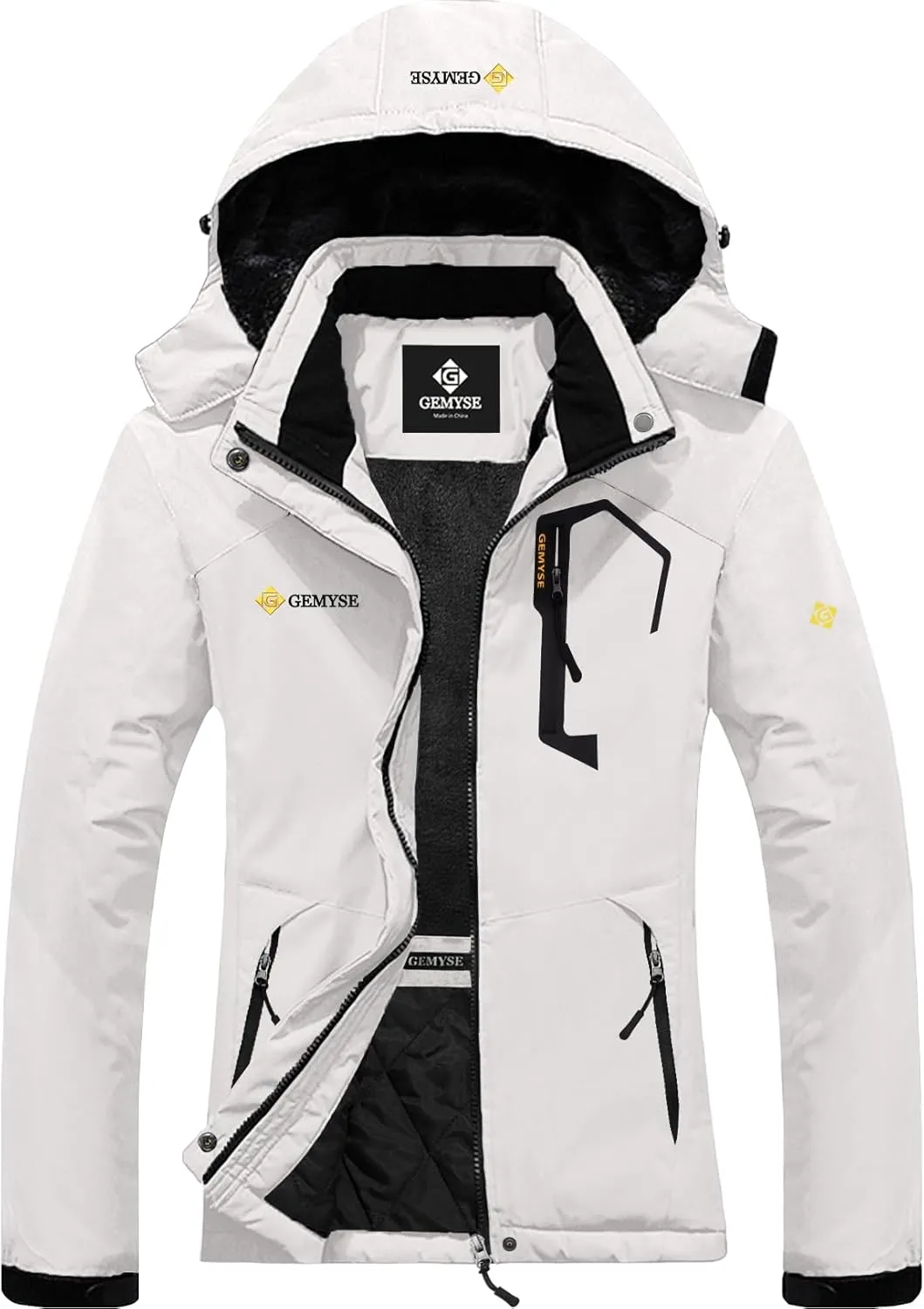 GEMYSE Women's Ski Snow Jacket Warm Winter Waterproof Coat Snowboard Rain Jacket Hooded Windproof Windbreaker