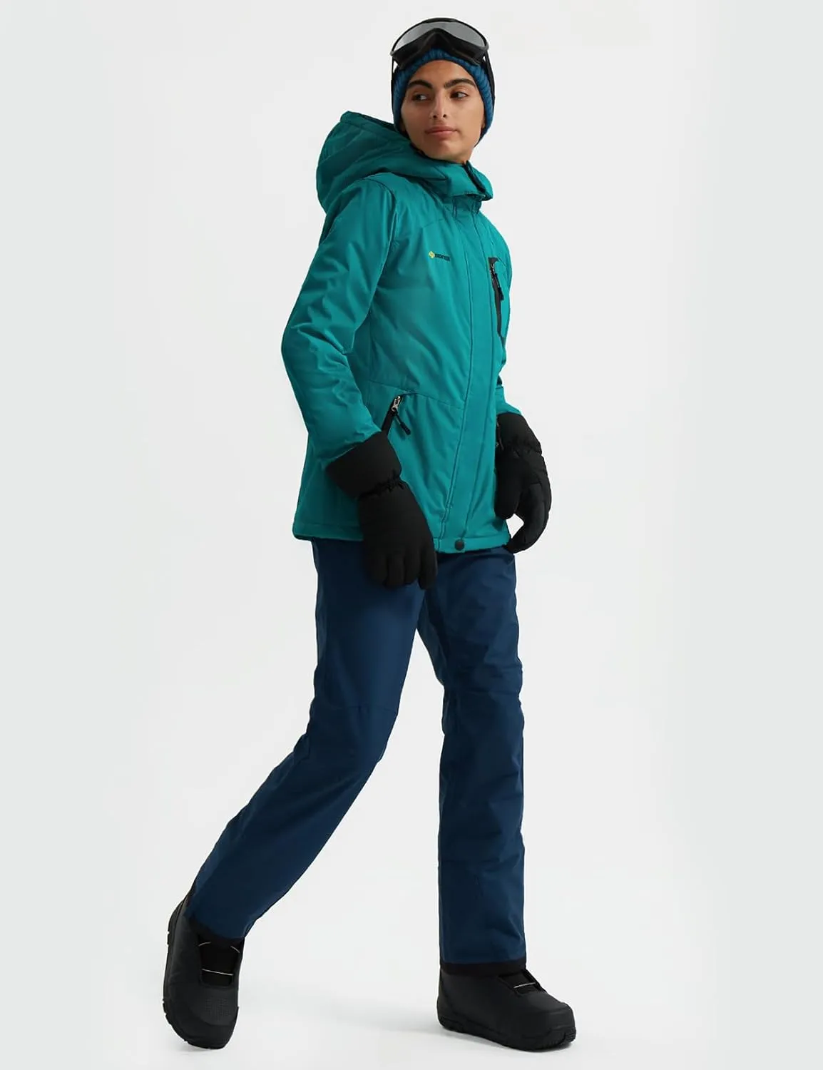 GEMYSE Women's Ski Snow Jacket Warm Winter Waterproof Coat Snowboard Rain Jacket Hooded Windproof Windbreaker