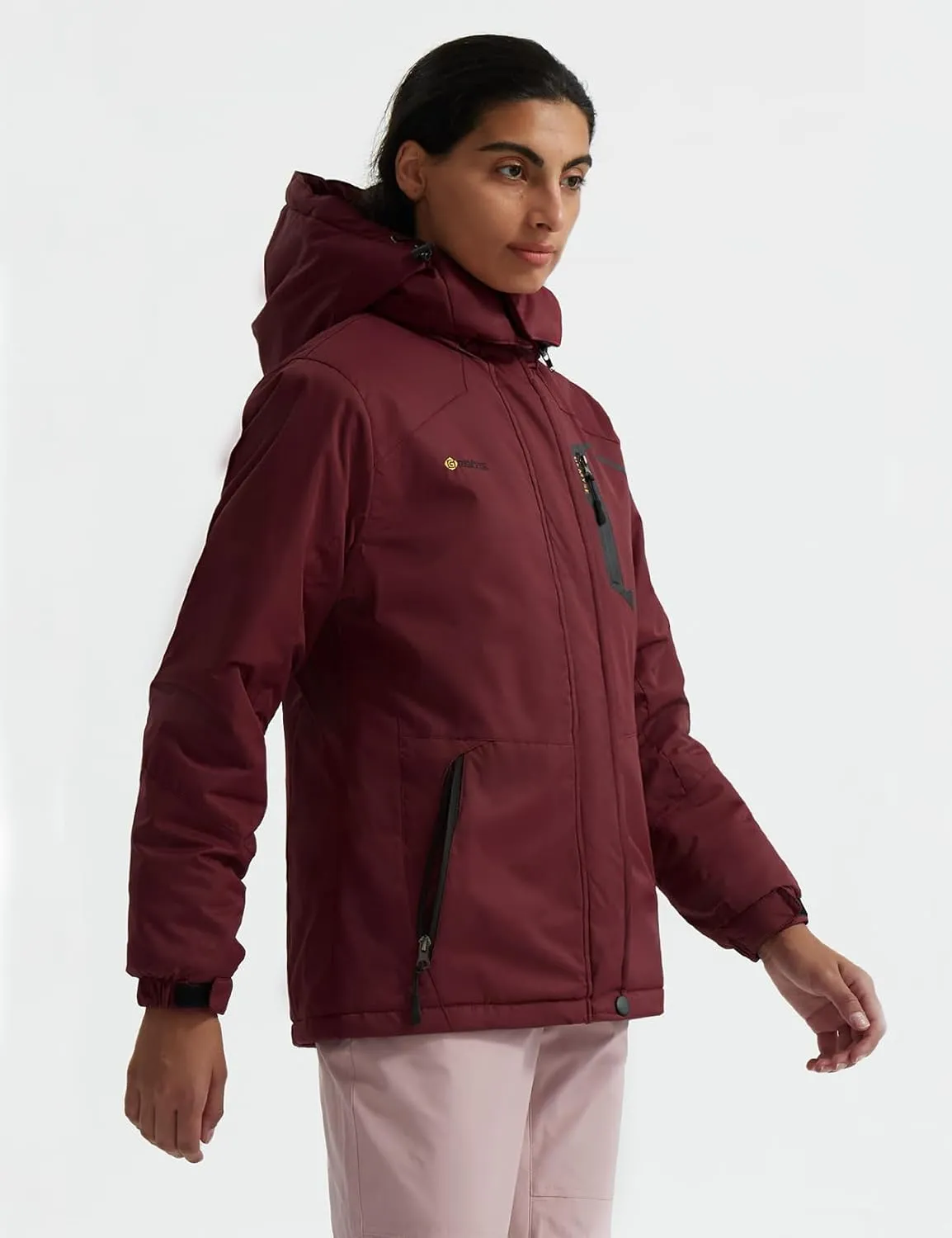GEMYSE Women's Ski Snow Jacket Warm Winter Waterproof Coat Snowboard Rain Jacket Hooded Windproof Windbreaker