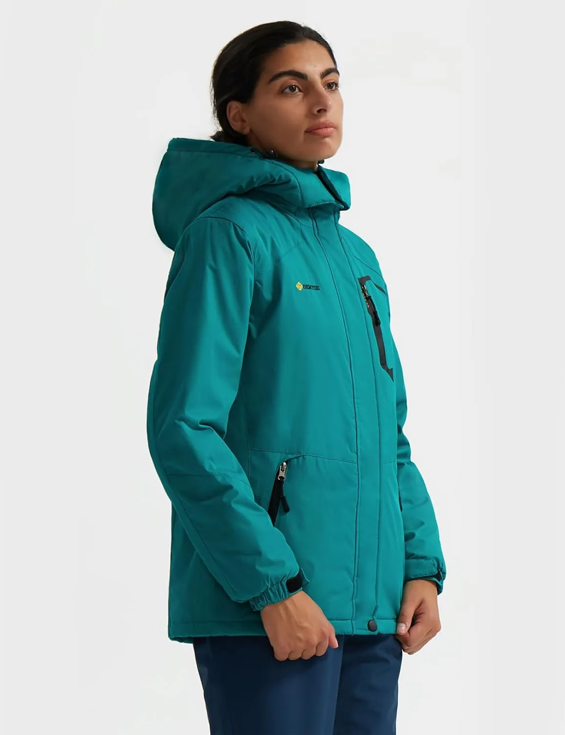 GEMYSE Women's Ski Snow Jacket Warm Winter Waterproof Coat Snowboard Rain Jacket Hooded Windproof Windbreaker