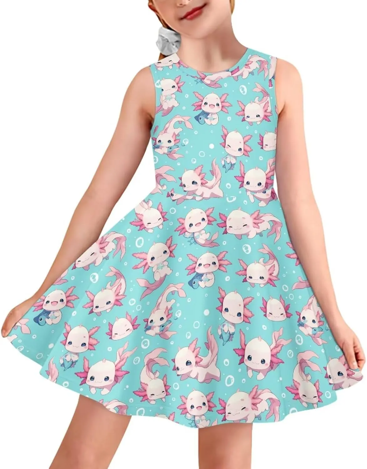 Girls Dresses Size 3-16 Kids Summer Sleeveless Midi Dress Beach Sundress Crewneck A Line Party