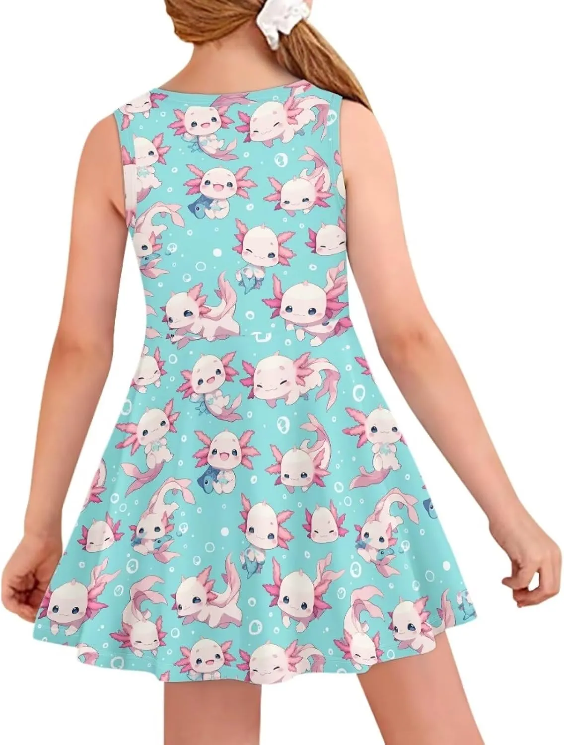 Girls Dresses Size 3-16 Kids Summer Sleeveless Midi Dress Beach Sundress Crewneck A Line Party