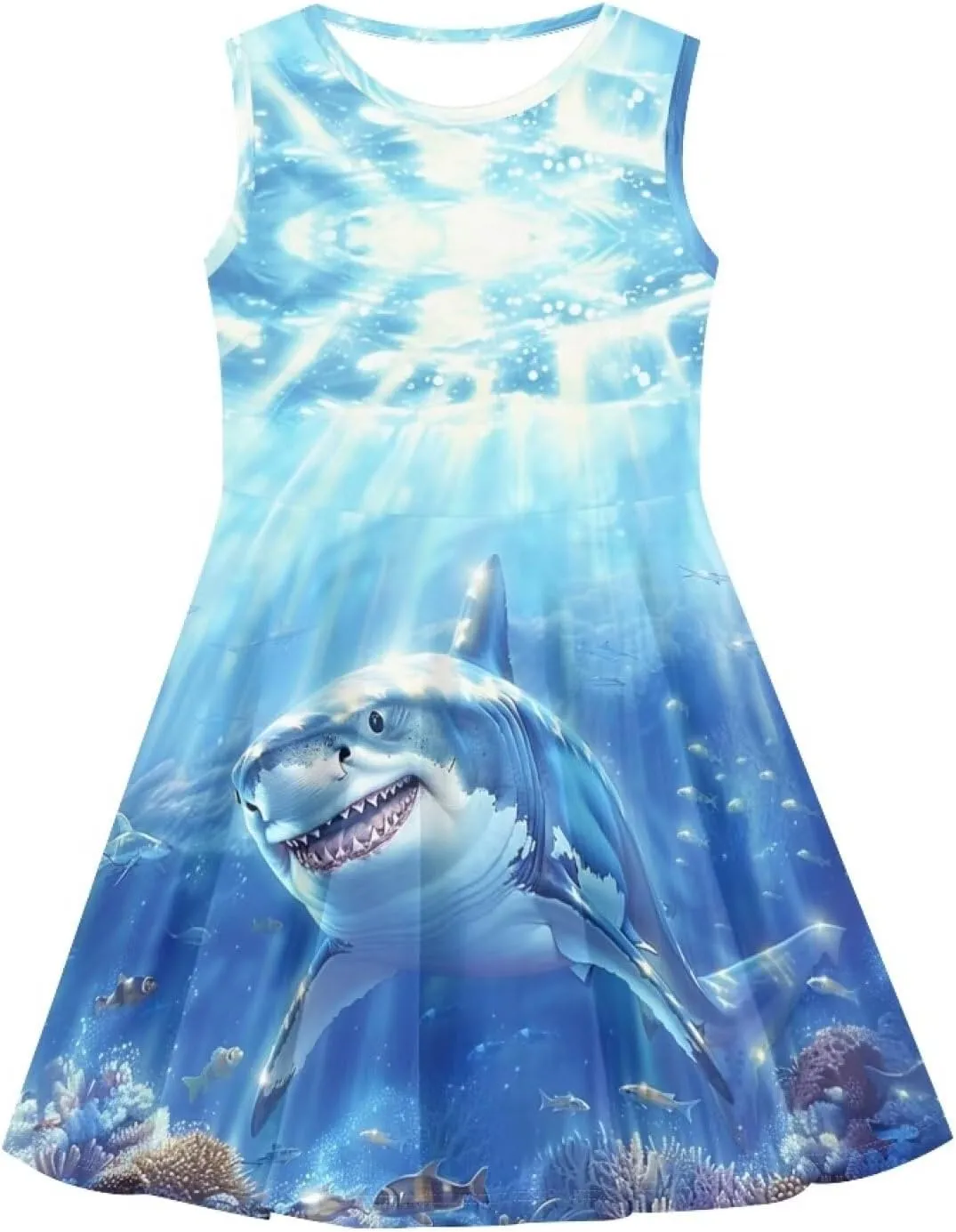 Girls Dresses Size 3-16 Kids Summer Sleeveless Midi Dress Beach Sundress Crewneck A Line Party