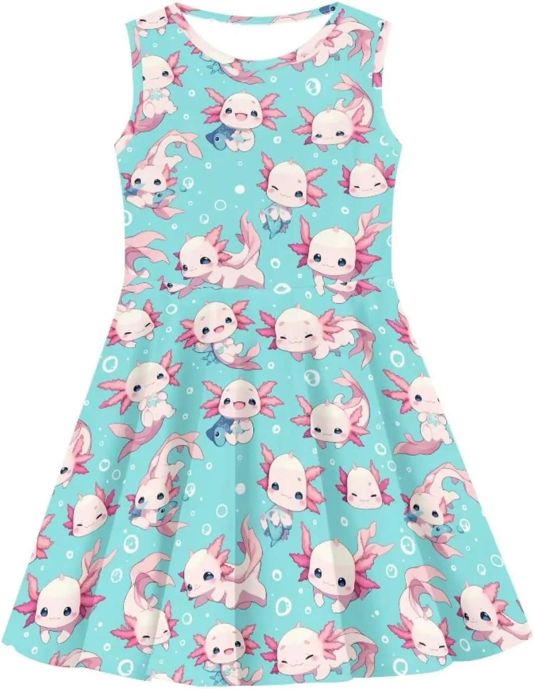 Girls Dresses Size 3-16 Kids Summer Sleeveless Midi Dress Beach Sundress Crewneck A Line Party