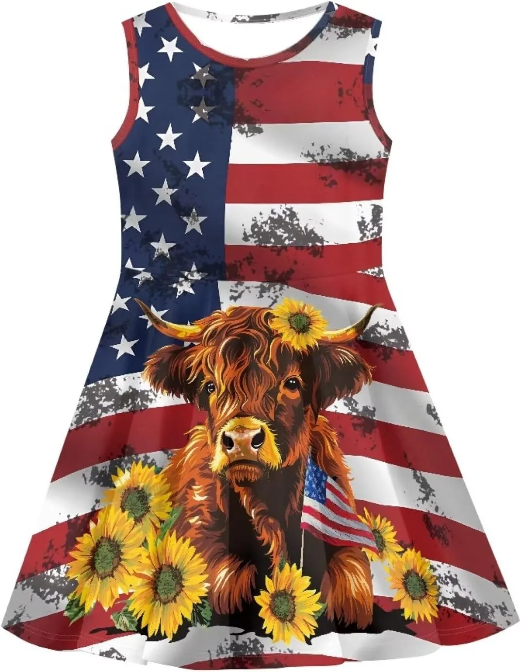 Girls Dresses Size 3-16 Kids Summer Sleeveless Midi Dress Beach Sundress Crewneck A Line Party