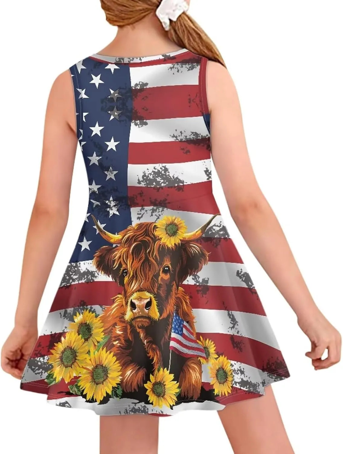 Girls Dresses Size 3-16 Kids Summer Sleeveless Midi Dress Beach Sundress Crewneck A Line Party