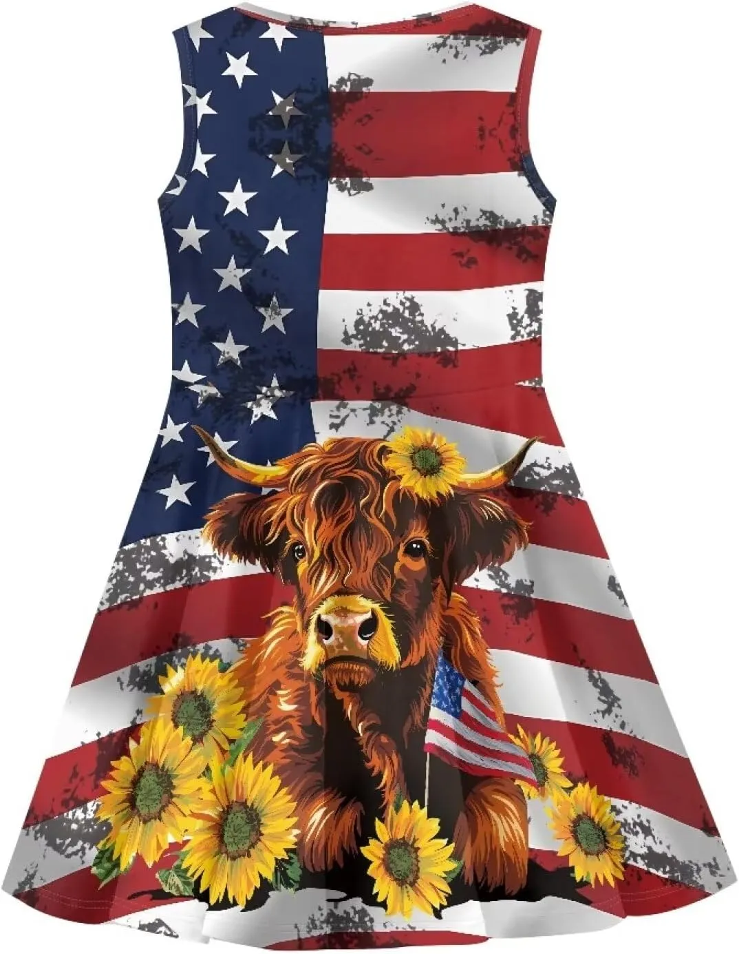 Girls Dresses Size 3-16 Kids Summer Sleeveless Midi Dress Beach Sundress Crewneck A Line Party