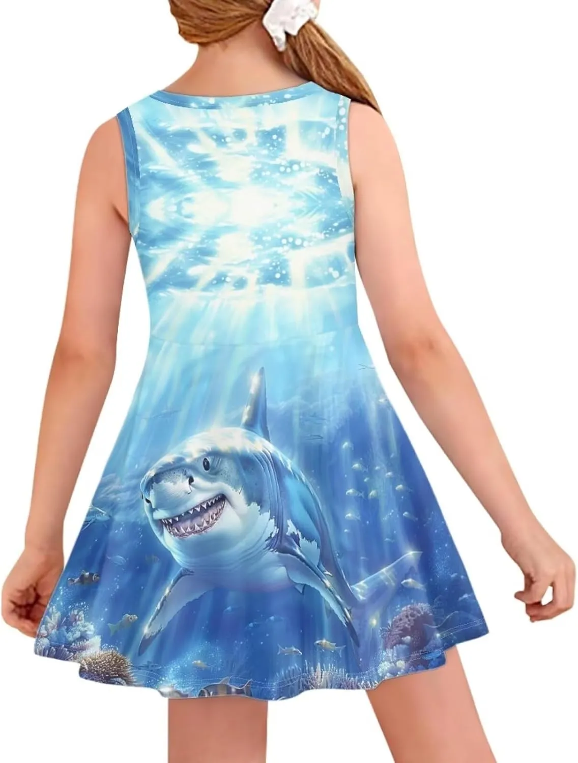 Girls Dresses Size 3-16 Kids Summer Sleeveless Midi Dress Beach Sundress Crewneck A Line Party