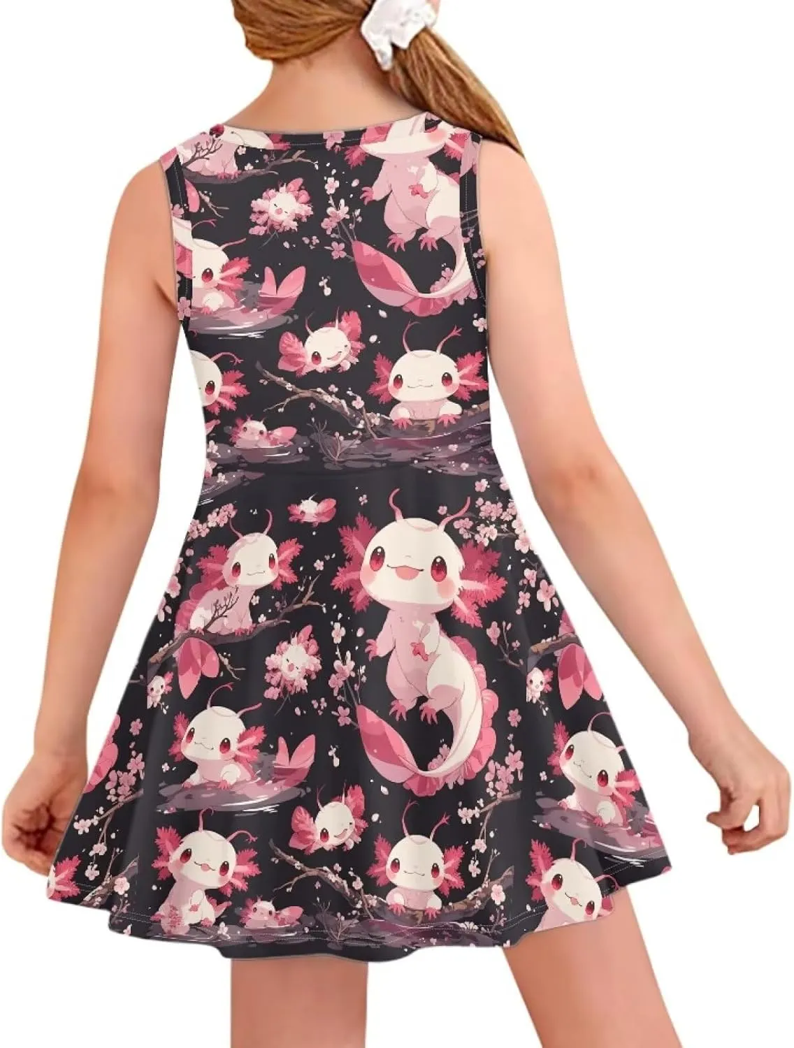 Girls Dresses Size 3-16 Kids Summer Sleeveless Midi Dress Beach Sundress Crewneck A Line Party