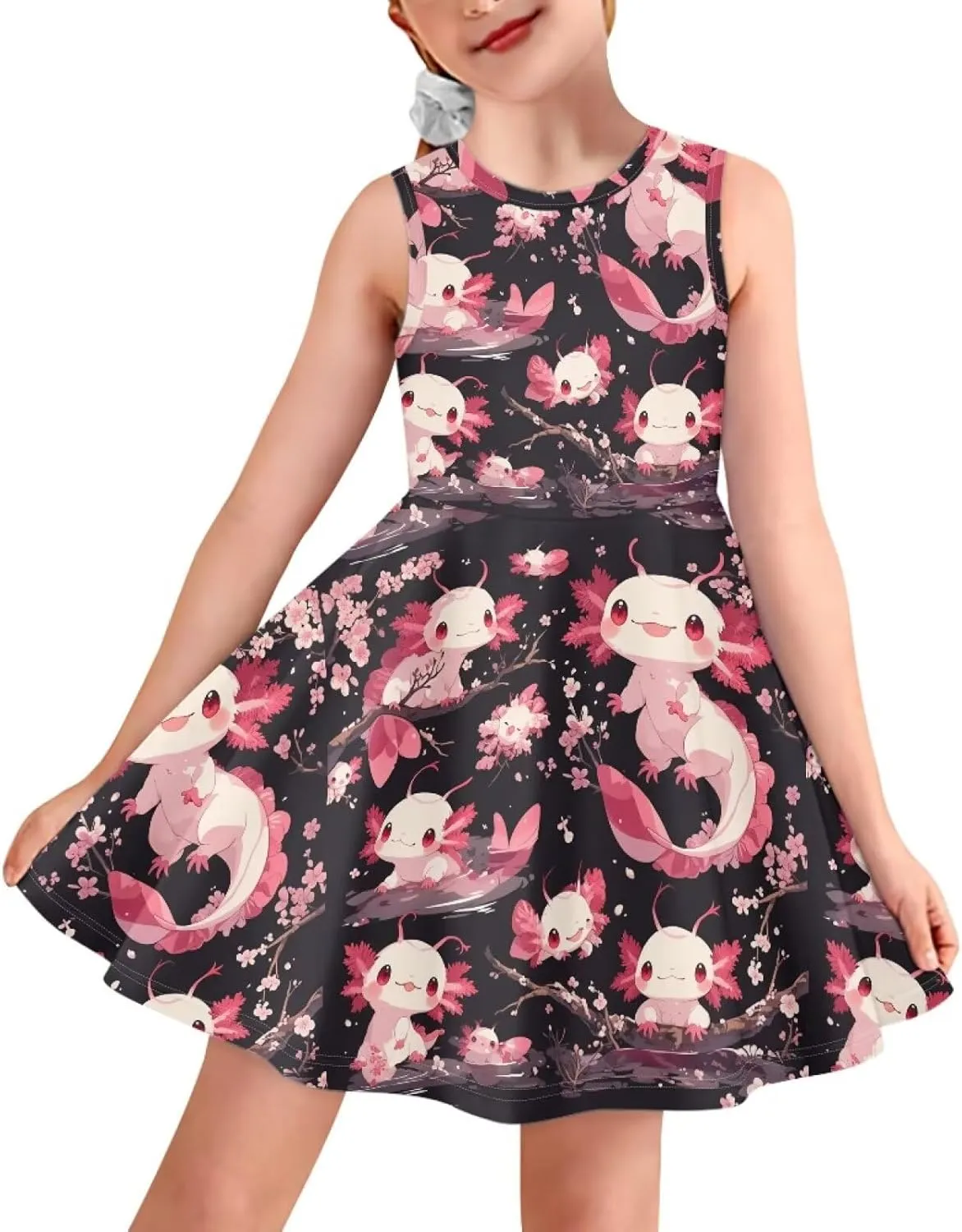 Girls Dresses Size 3-16 Kids Summer Sleeveless Midi Dress Beach Sundress Crewneck A Line Party