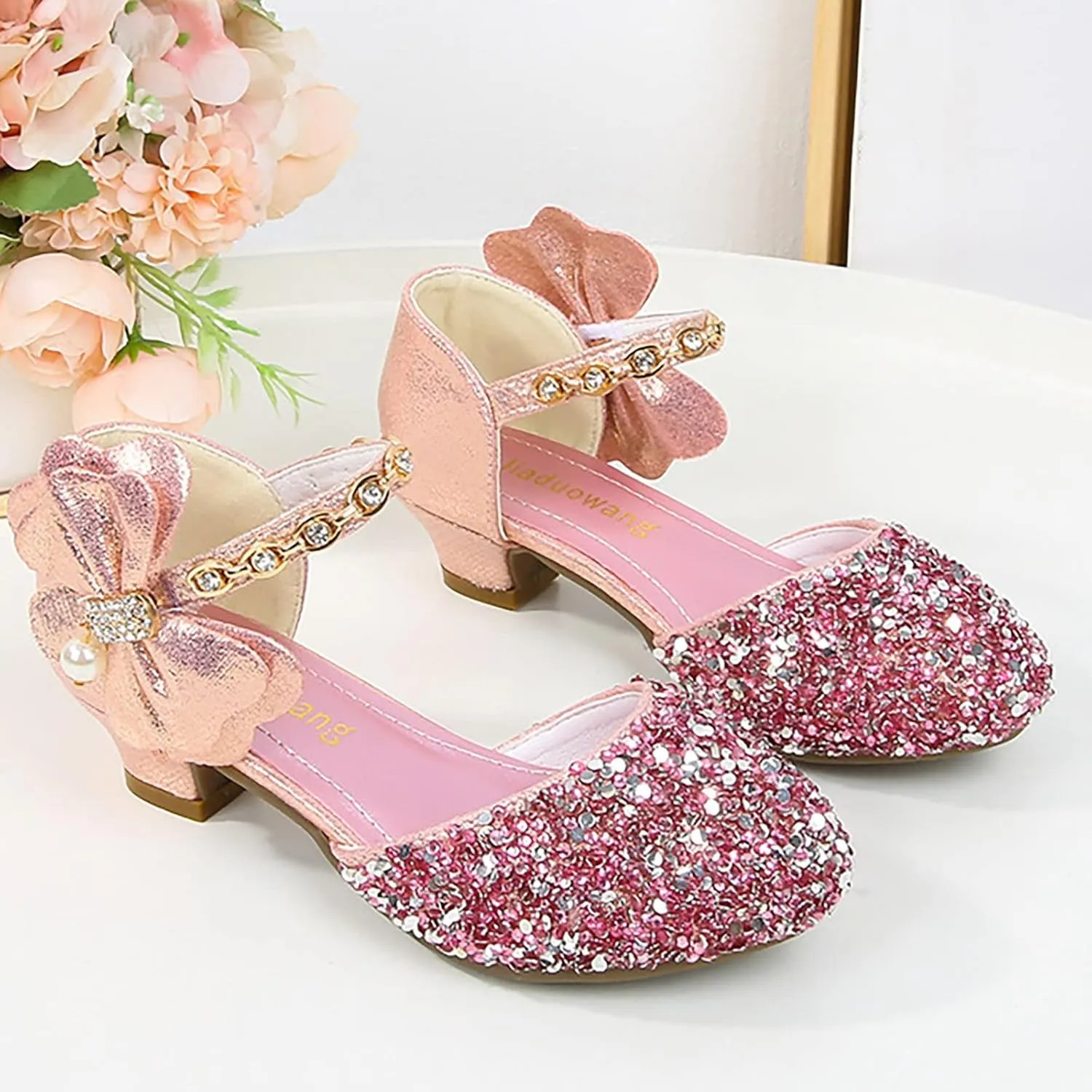Girls Low Heeled Shoe Dress Shoes Rhinestone Bows Low Heel Princess Flower Wedding Party baby clothes bundles for girls