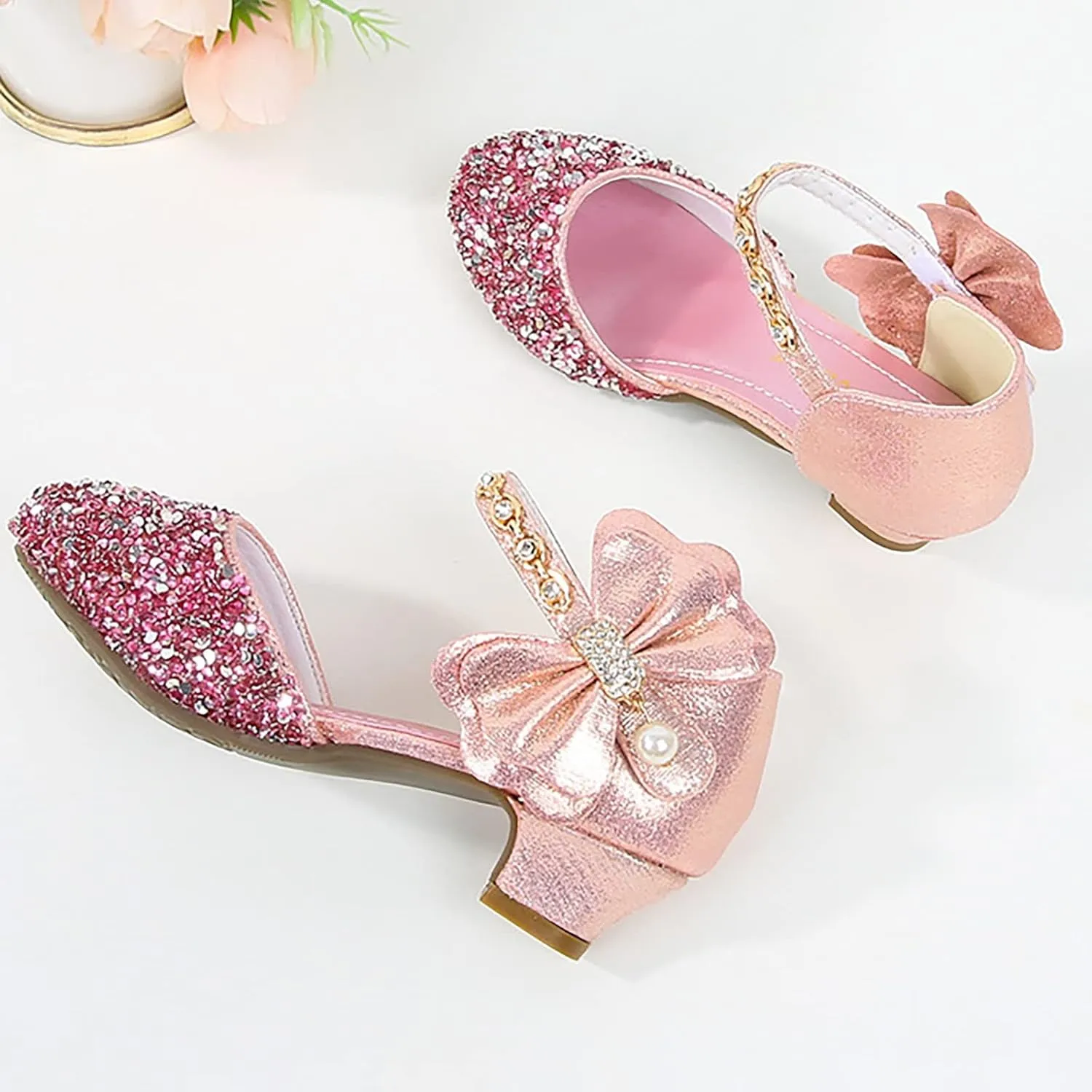 Girls Low Heeled Shoe Dress Shoes Rhinestone Bows Low Heel Princess Flower Wedding Party baby clothes bundles for girls
