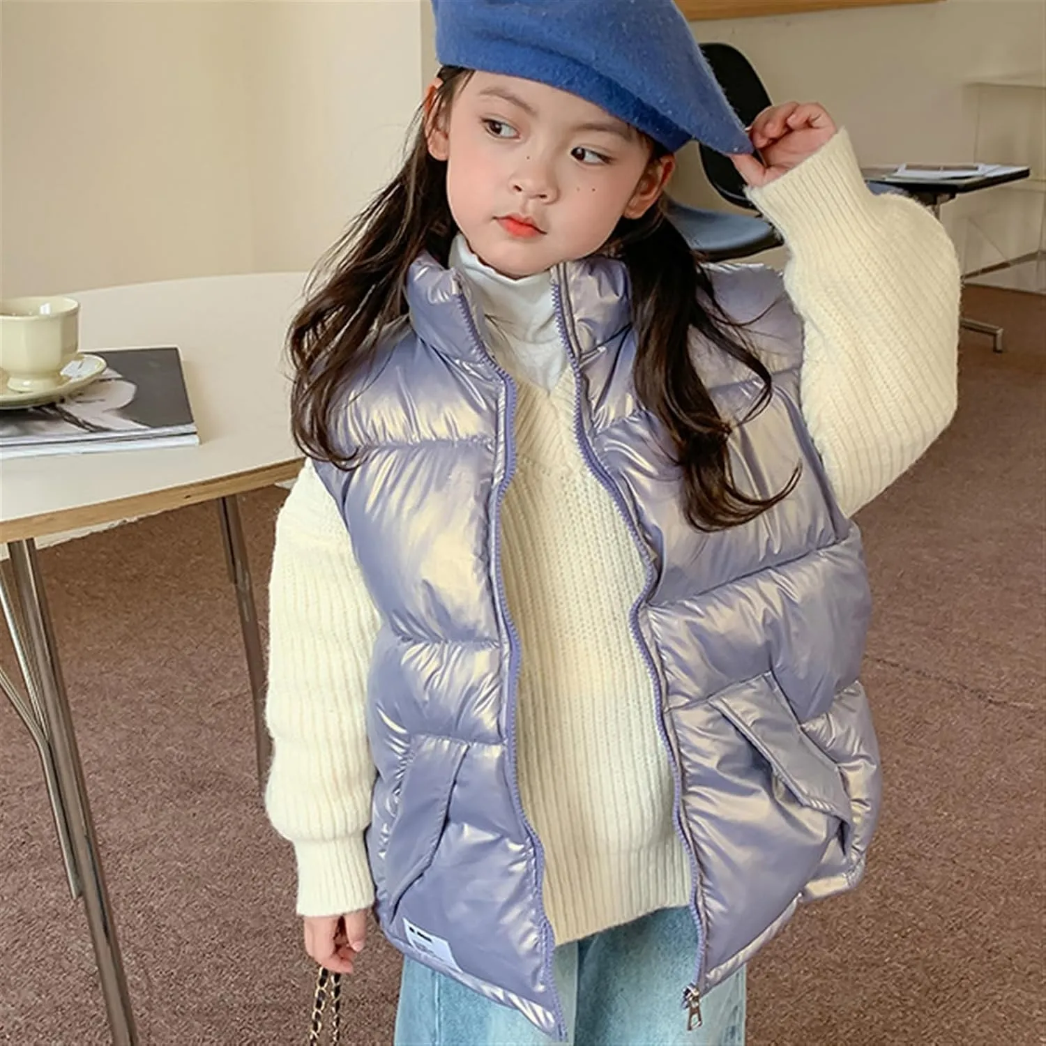 Girls Puffer Vests Coat Boys Sleeveless Thicken Padded Jacket Lightweight Winter Coat
