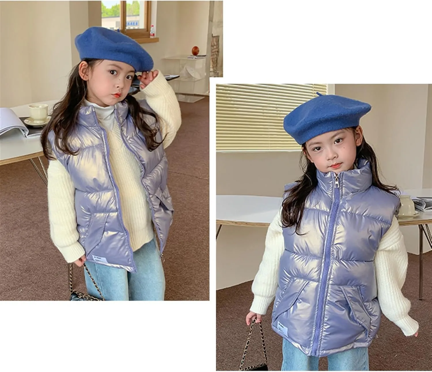 Girls Puffer Vests Coat Boys Sleeveless Thicken Padded Jacket Lightweight Winter Coat