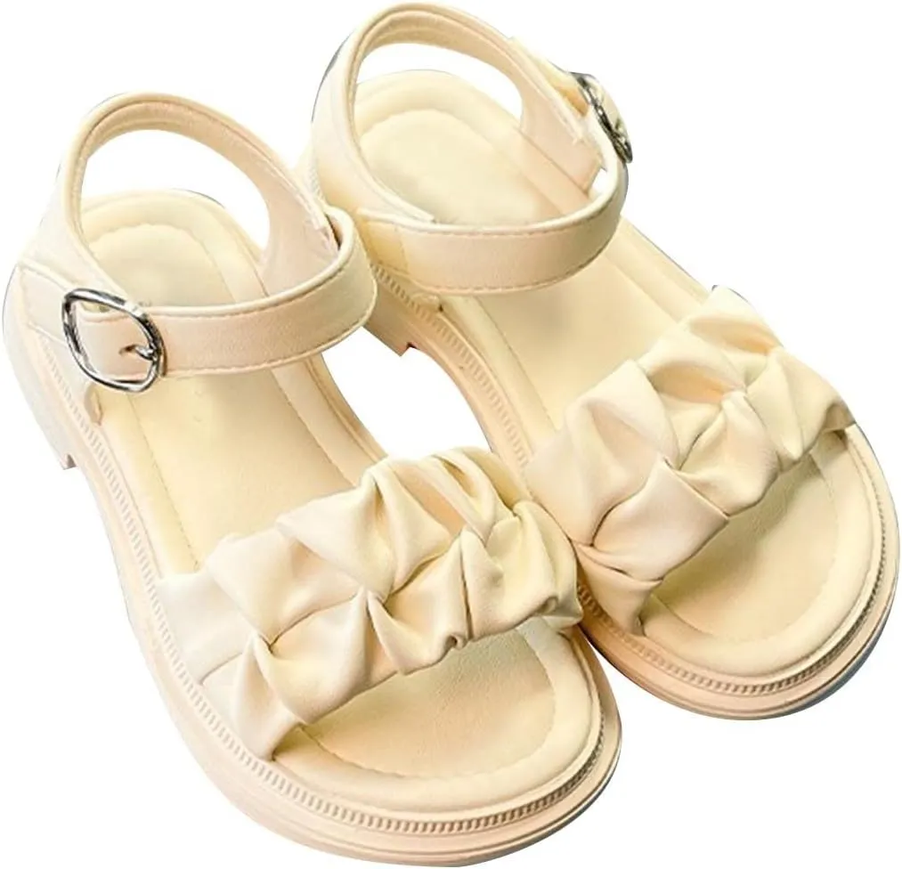 Girls Sandals Open Pleated Design Princess Shoes Dress Flat Shoes Casual Fashion For Little Sandals For Girls Size 2