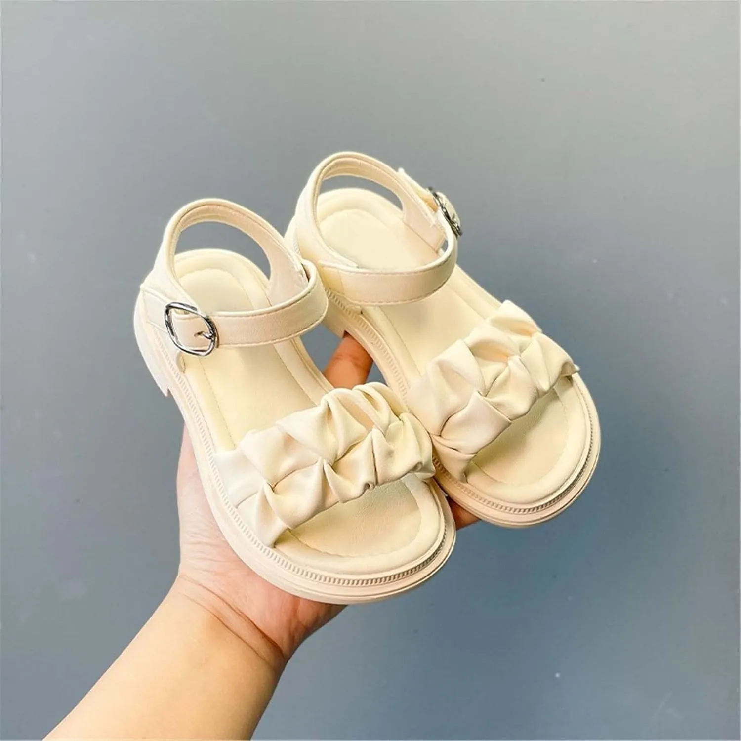 Girls Sandals Open Pleated Design Princess Shoes Dress Flat Shoes Casual Fashion For Little Sandals For Girls Size 2