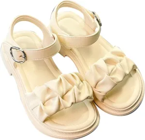 Girls Sandals Open Pleated Design Princess Shoes Dress Flat Shoes Casual Fashion For Little Sandals For Girls Size 2