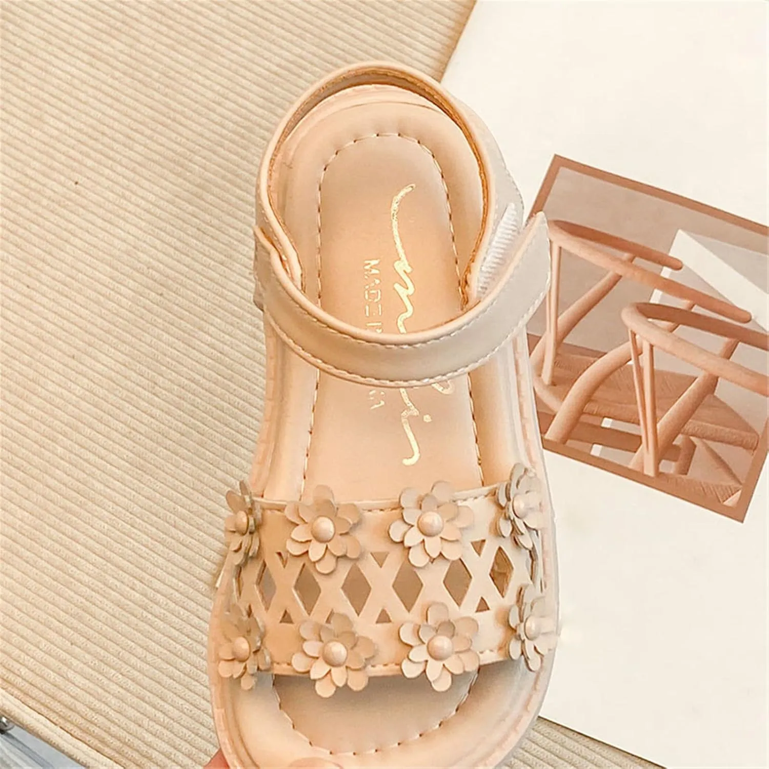 Girls Sandals Open Toe Mesh Design Shoes Flat Sandals Summer Dress Shoe Princess Shoes Casual Girl Shoe Size 3