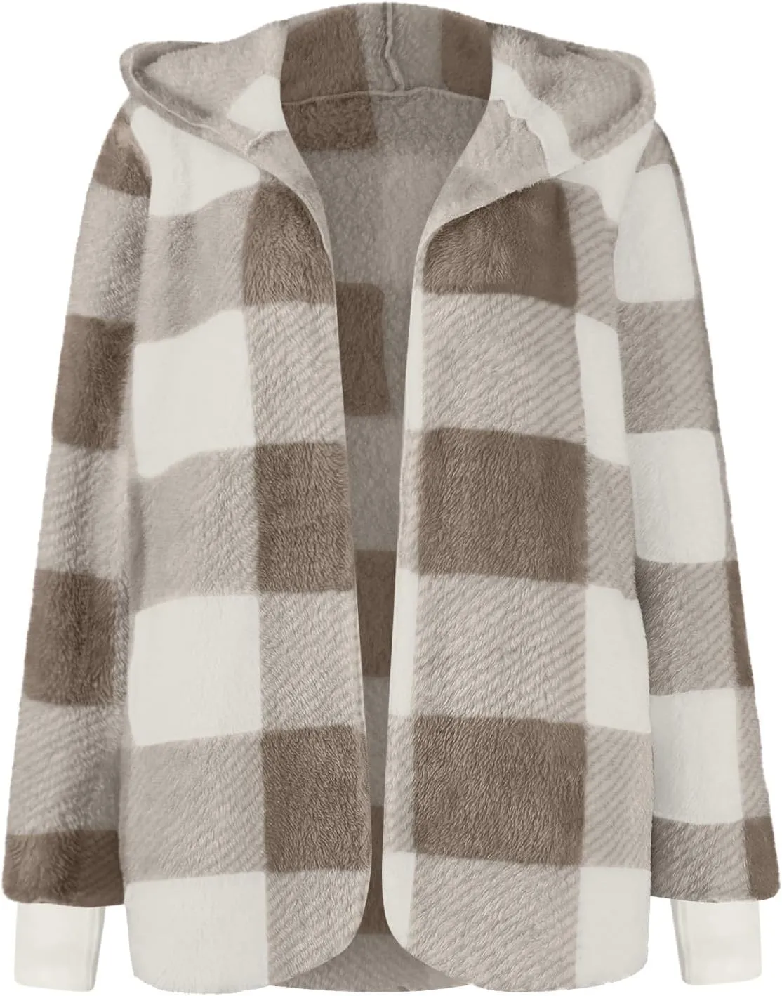 GOFULY Cardigans For Women Trendy Winter Open Front Fuzzy Fleece Hoodie Plaid Sherpa Jackets Winter Y2K Fall Coats Outfits