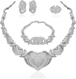 Gold Jewelry Set 18K Gold Accessories for Women Jewelry Set Wedding Bridal Fashion Jewelry Sets Women Accessories Bracelets Earrings and Rings Sweetheart Gifts