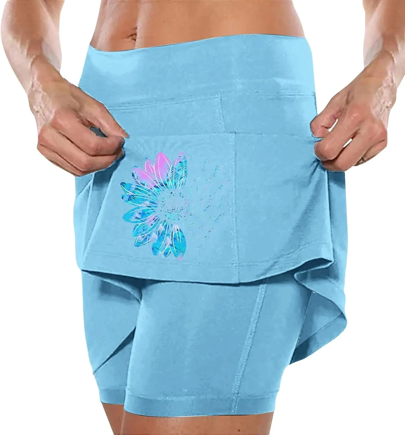 Golf Skirts for Women High Waistd Midi Tennis Skorts with Pockets Tum Control Stretchy Aline Yoga Skirt with Shorts