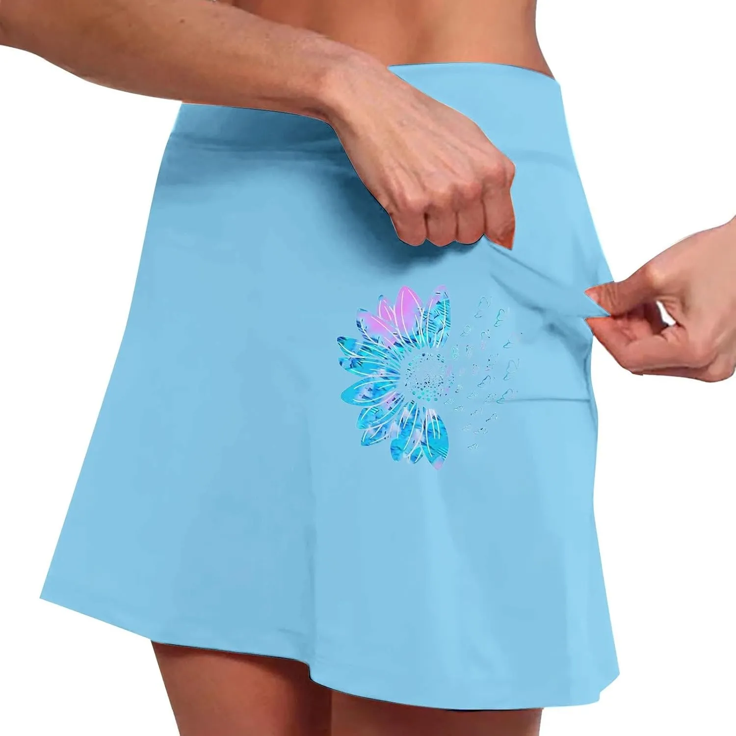 Golf Skirts for Women High Waistd Midi Tennis Skorts with Pockets Tum Control Stretchy Aline Yoga Skirt with Shorts
