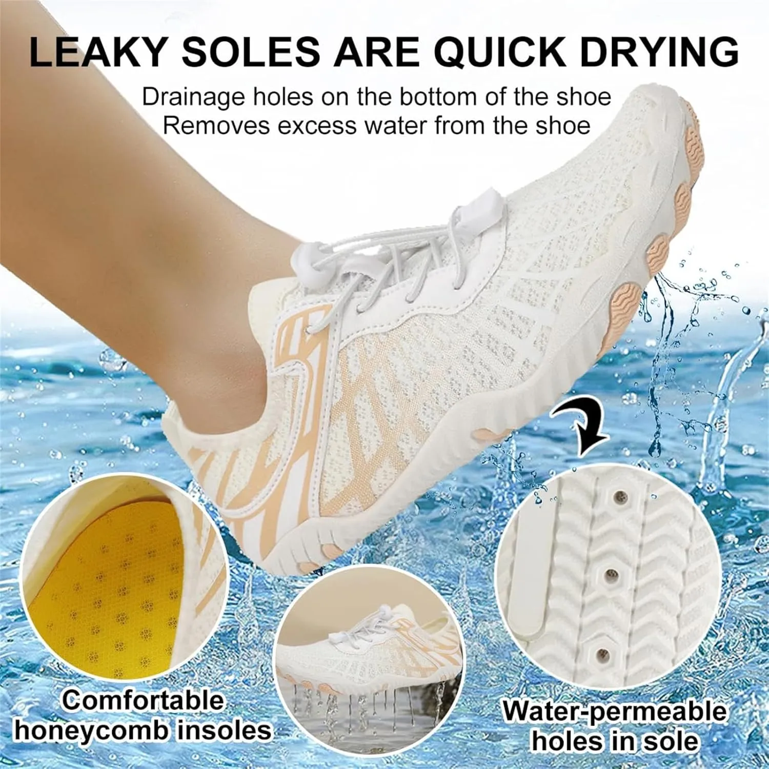 Grounded Footwear for Women Men with Neuropathy Water Shoes Quick-Dry Aqua Socks Swim Beach Barefoot Diabetic Shoes Walking Wide Toe Box Sneakers for Hike Yoga Lightweight Comfortable Breathable