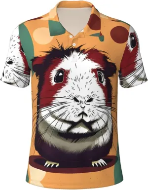 Guinea Pig Pattern Print Men's Polo Shirts Short Sleeve Moisture Wicking Shirts Fashion Golf Shirts
