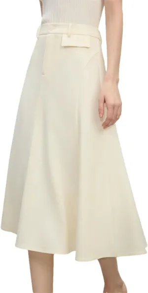High-Waist Elegant A-Line Skirt Solid Color Draped Midi Skirts Office Ladies Business Casual Skirt