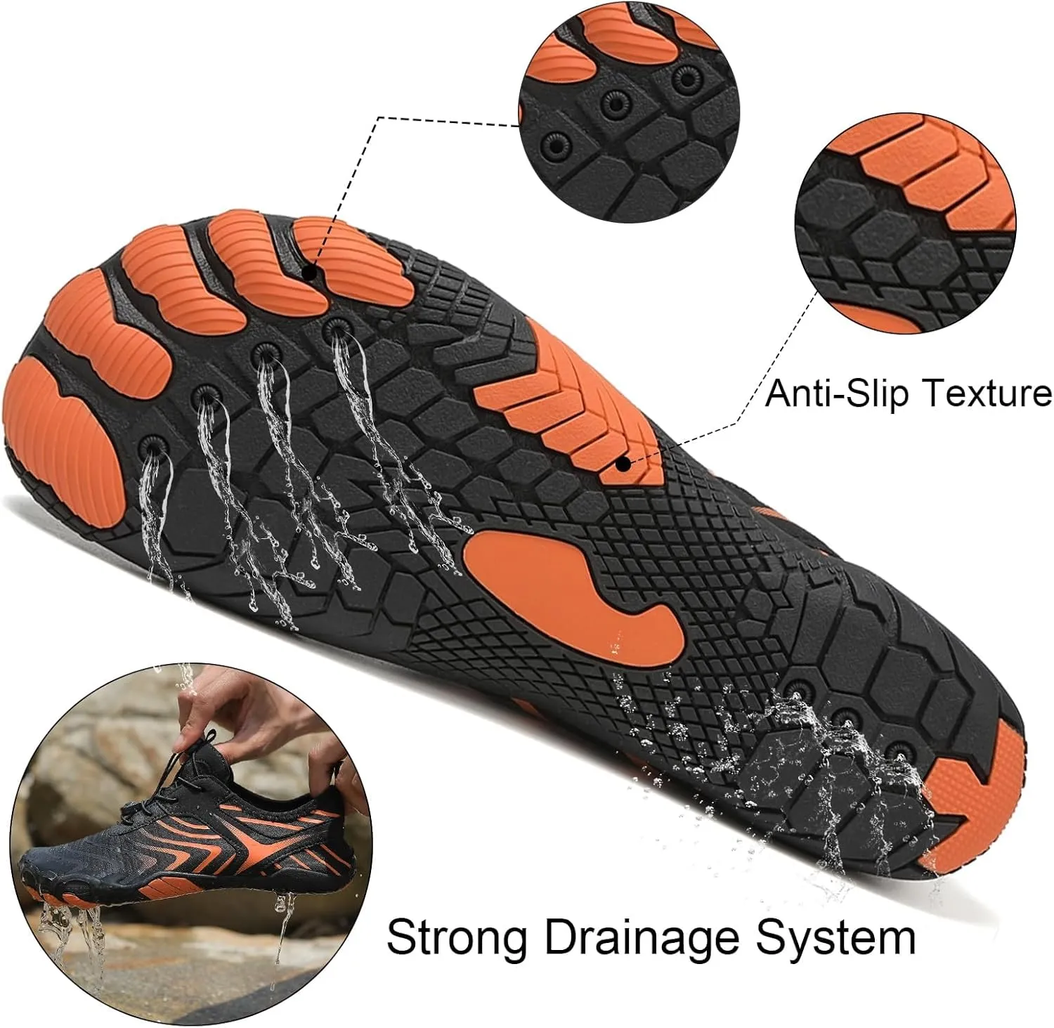 Hike Barefoot Footwear Women Men Breathable Non-Slip Athletic Footwear Sneakers Wide Toe Water Shoes for Hiking Quick-Dry Lightweight Outdoor Sport Shoes