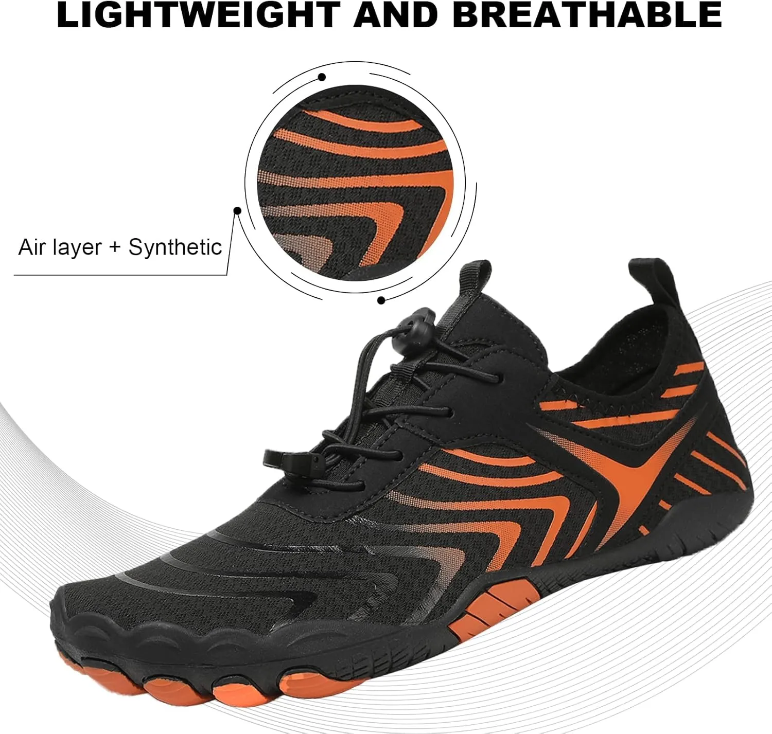 Hike Barefoot Footwear Women Men Breathable Non-Slip Athletic Footwear Sneakers Wide Toe Water Shoes for Hiking Quick-Dry Lightweight Outdoor Sport Shoes