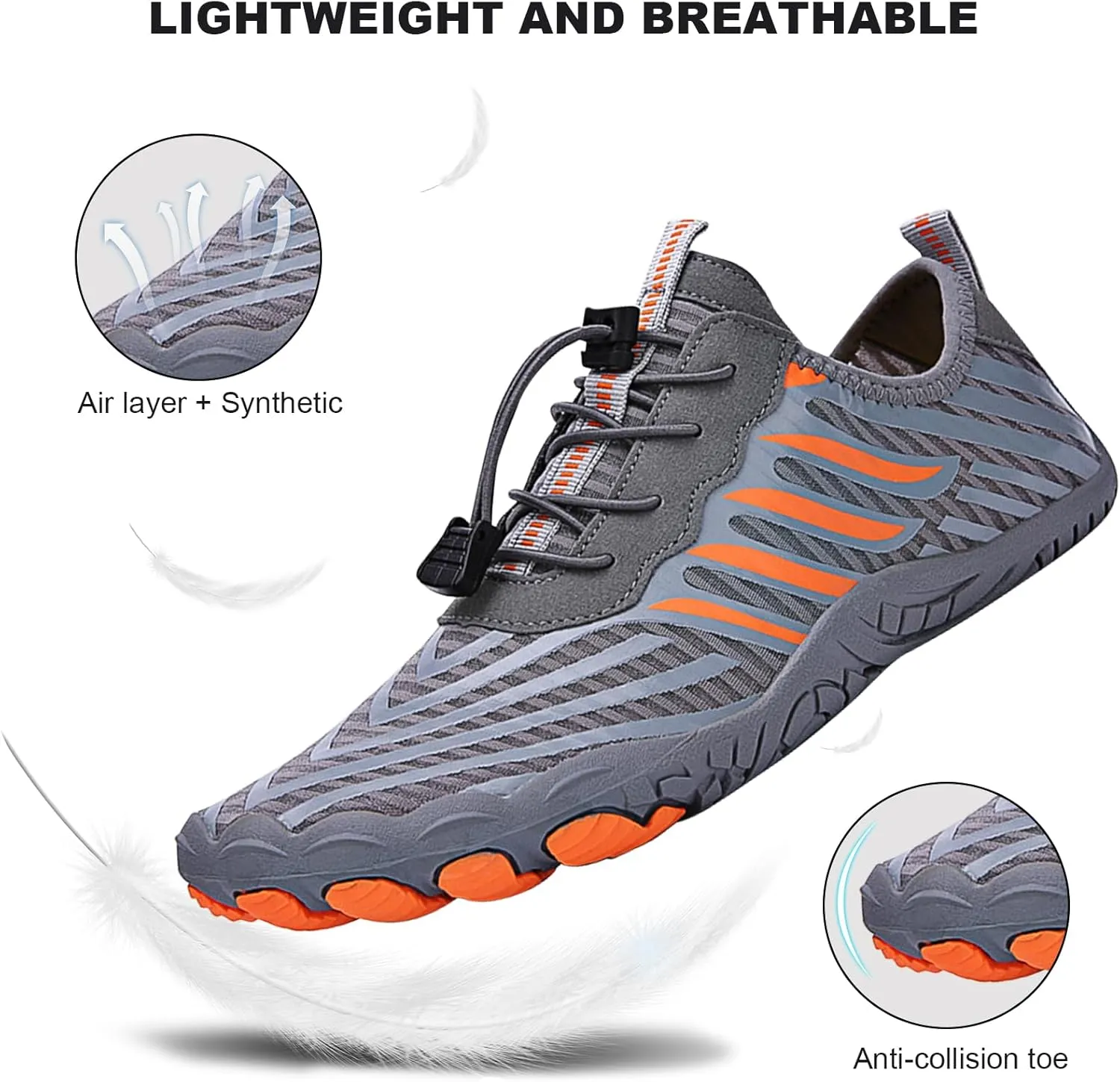 Hike Barefoot Water Shoes, Grounded Footwear Pro Barefoot Shoes Women Men, Non-Slip Athletic Hiking Trail Running Shoe, Breathable Zero Drop Water Shoe Wide Toe Box