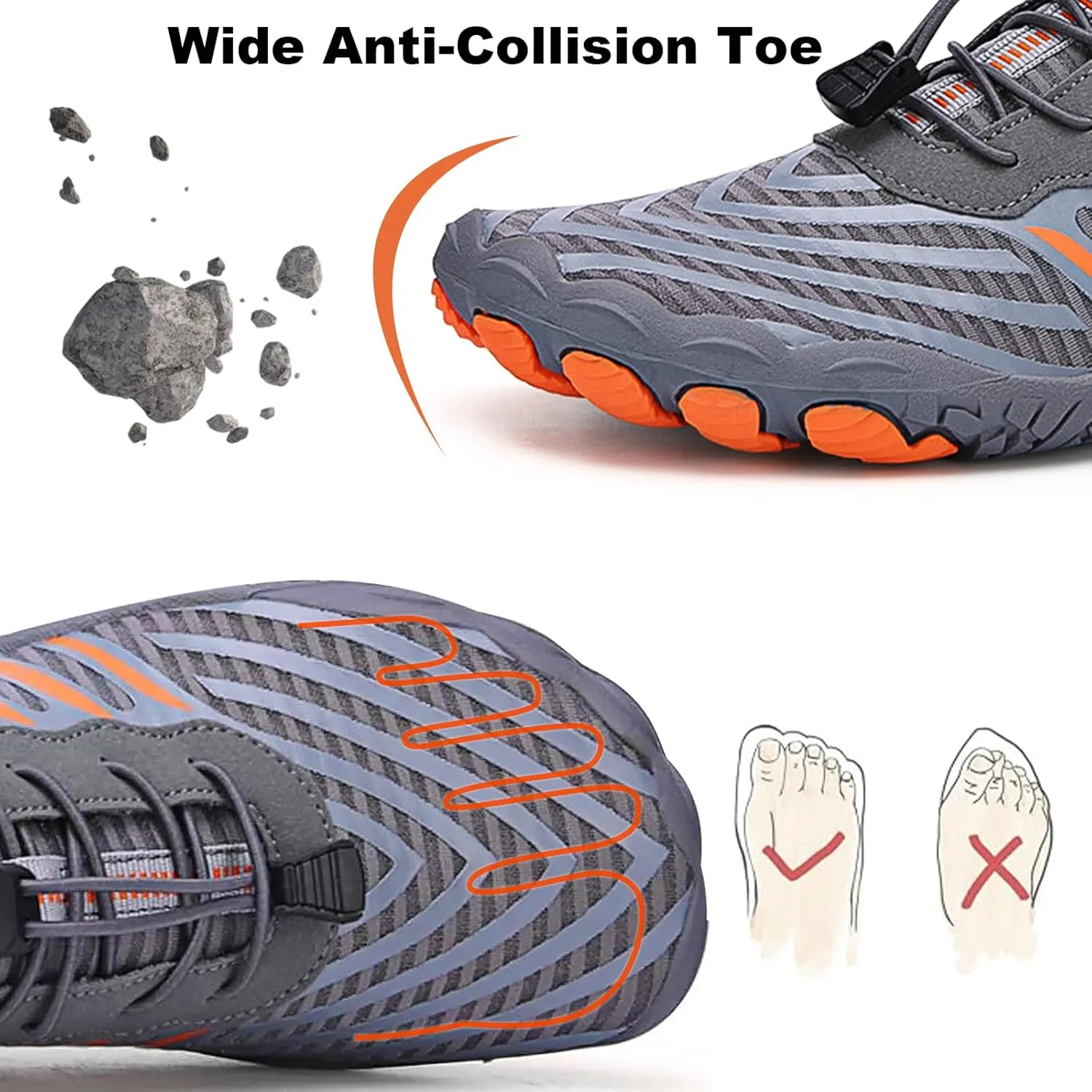Hike Barefoot Water Shoes, Grounded Footwear Pro Barefoot Shoes Women Men, Non-Slip Athletic Hiking Trail Running Shoe, Breathable Zero Drop Water Shoe Wide Toe Box