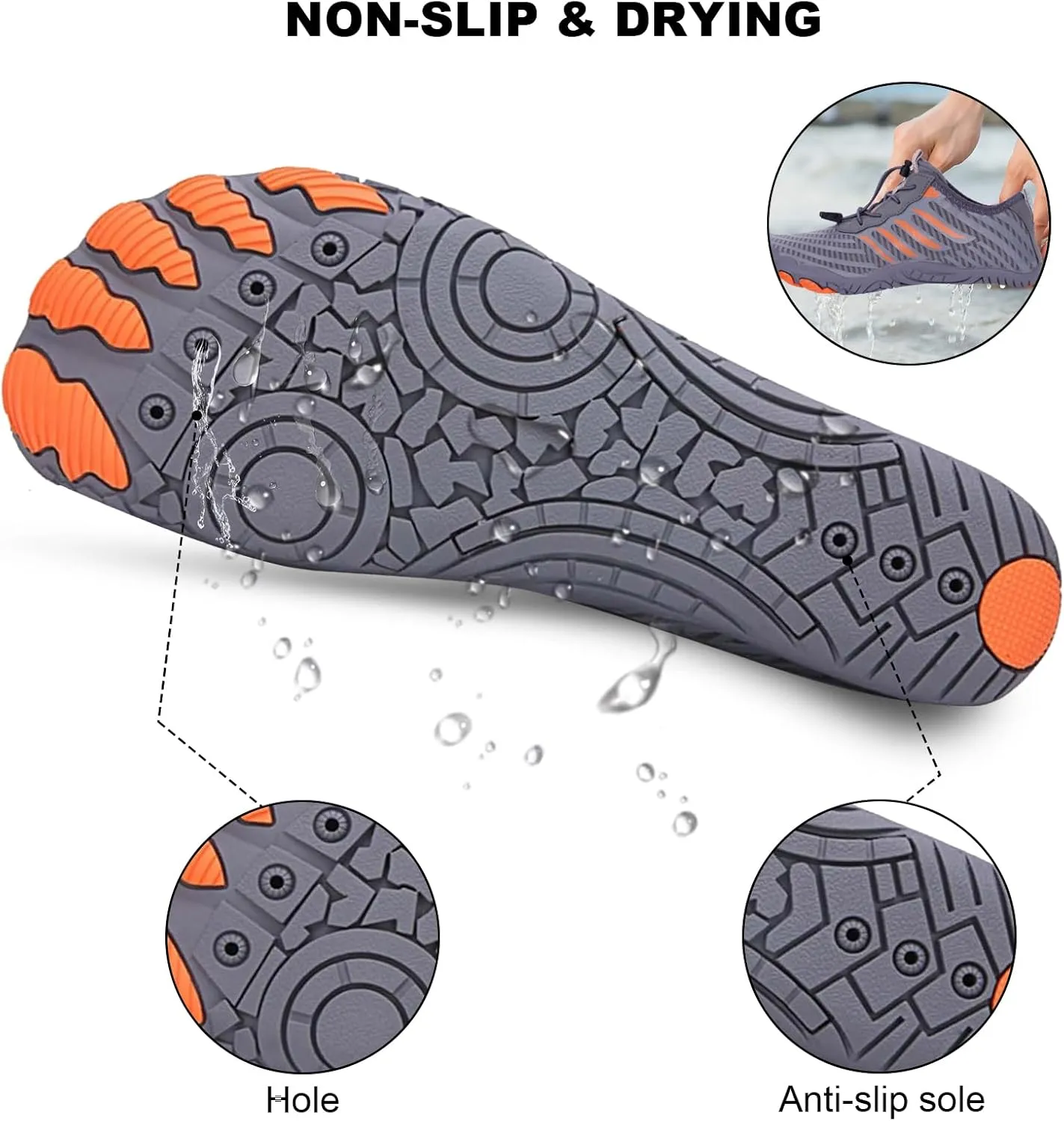 Hike Barefoot Water Shoes, Grounded Footwear Pro Barefoot Shoes Women Men, Non-Slip Athletic Hiking Trail Running Shoe, Breathable Zero Drop Water Shoe Wide Toe Box