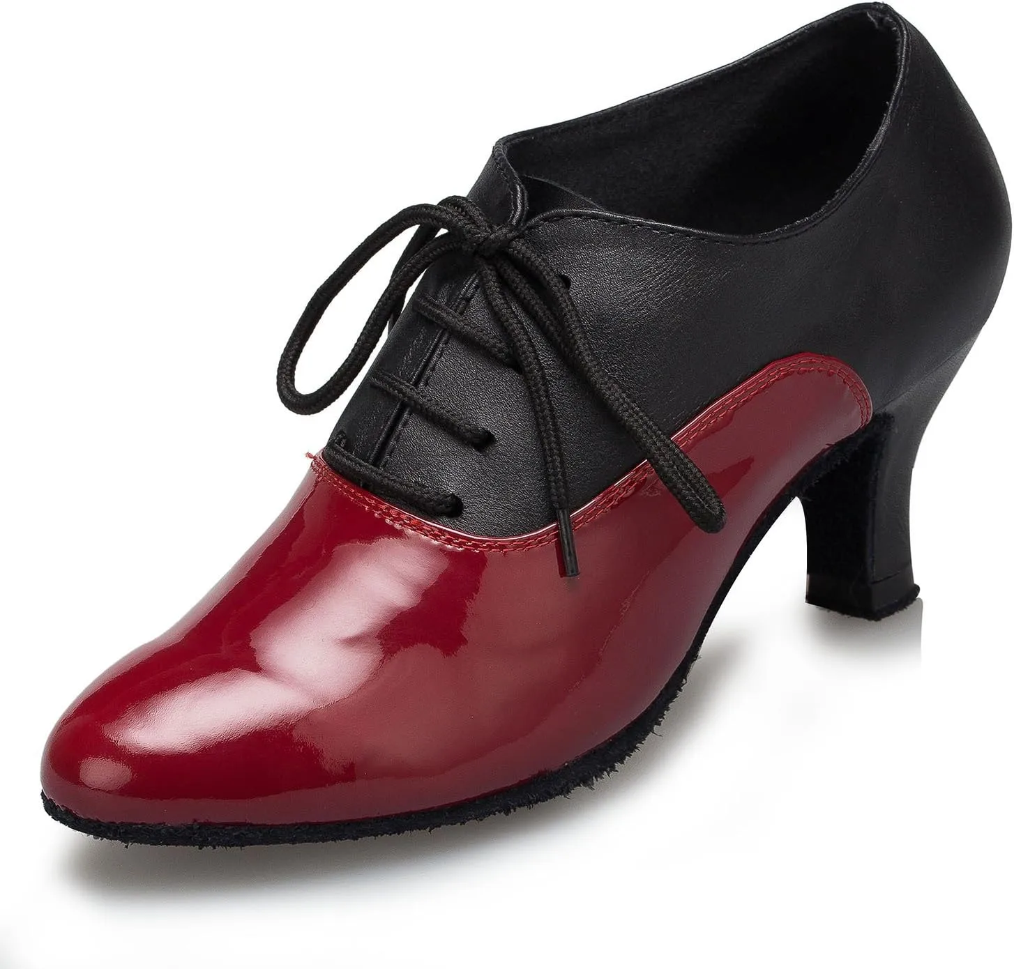 HIPPOSEUS Women Closed Toe Latin Ballroom Dance Heels Lace-up Teaching Practice Character Shoes