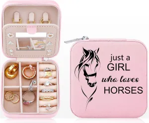 Horse Lover Gifts Jewelry Box for Women - Small Travel Jewelry Case, Holder, and Organizer