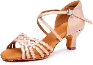HROYL Women Latin Dance Shoes Professional Practice Performance Ballroom Salsa Dance Shoes,Model EM3032