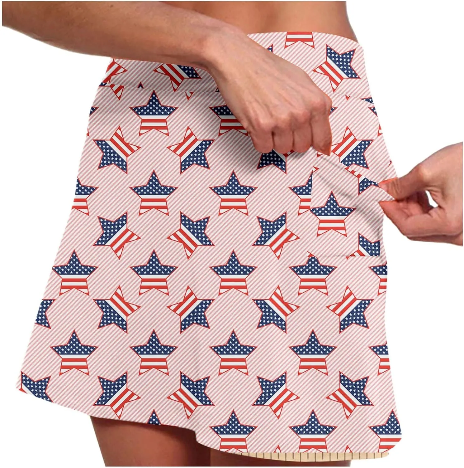 Independence Skirts for Women with Shorts Tennis American Flag Th July Golf Skirt Summer Golf Athletic Skorts