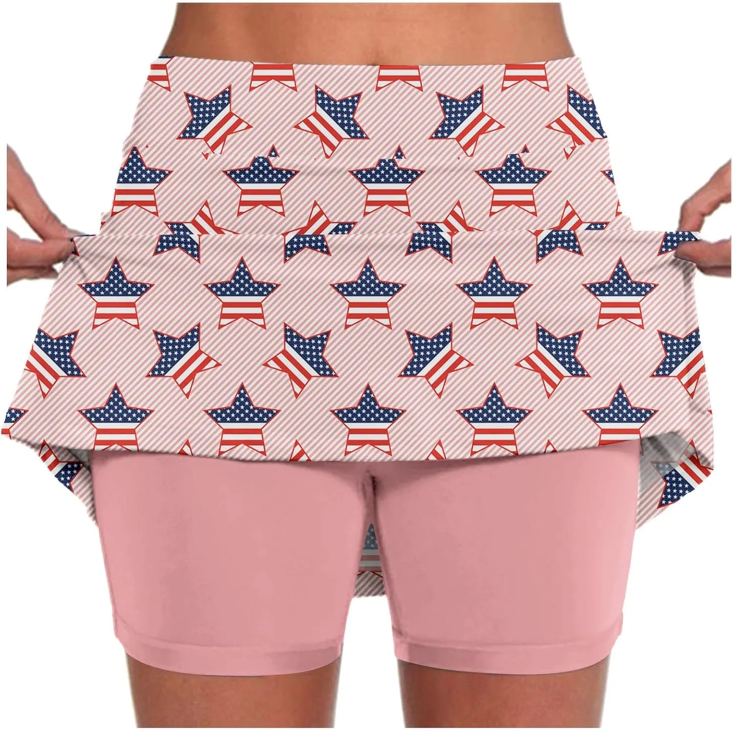 Independence Skirts for Women with Shorts Tennis American Flag Th July Golf Skirt Summer Golf Athletic Skorts