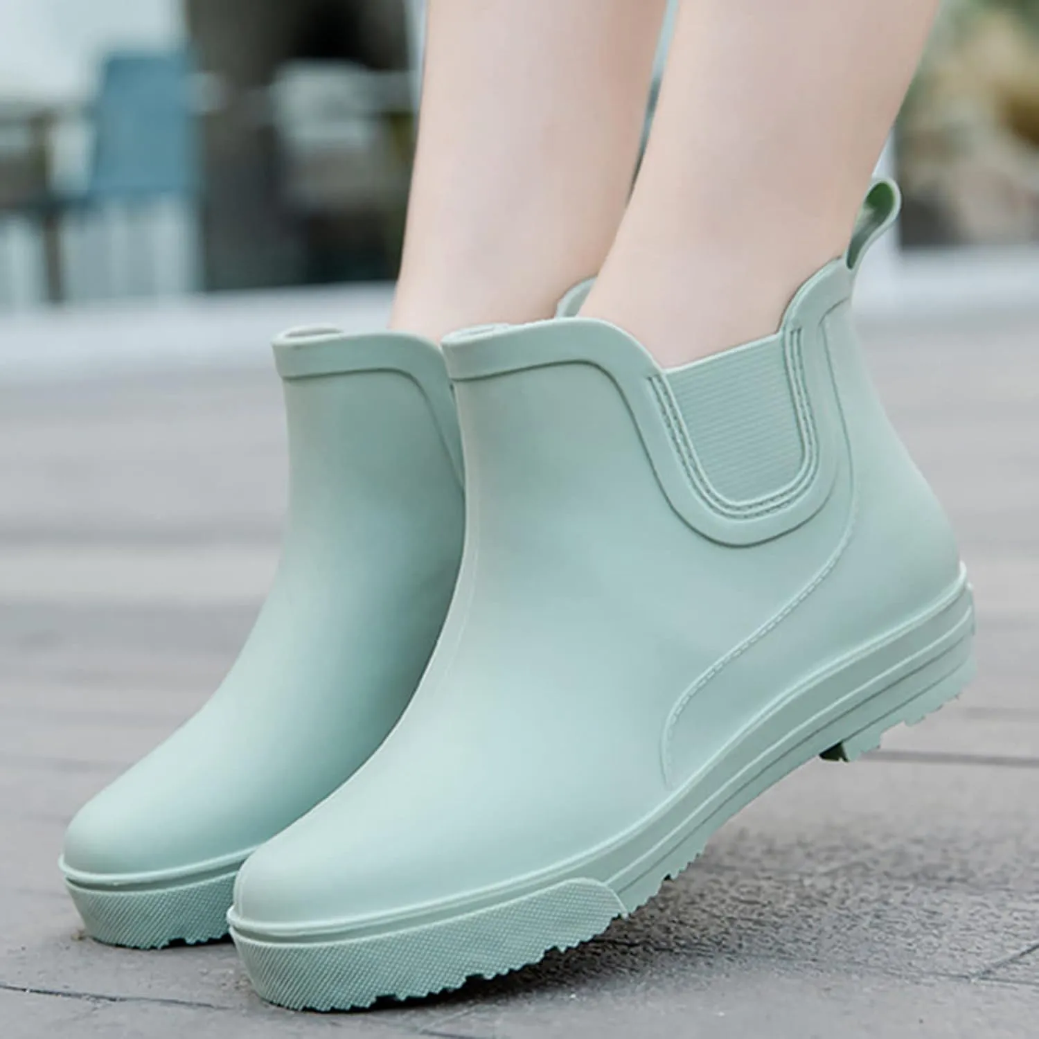 IWIHMIV Rubber Rain Boots Women Ankle Rain Boots for Women Comfort Waterproof Rain Boots Short Rainboots Shoes Lightweight Outdoor Boots