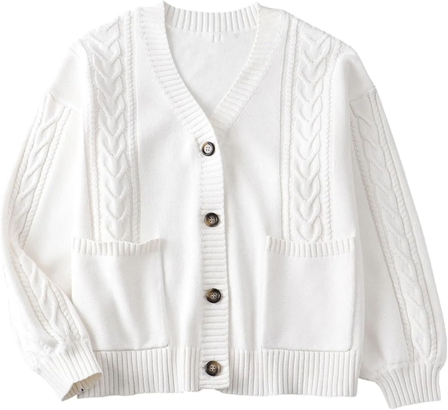 JASCLS Women's Long Sleeve Color Block Chunky Cable Knitted Oversized Sweater Cardigans for Women
