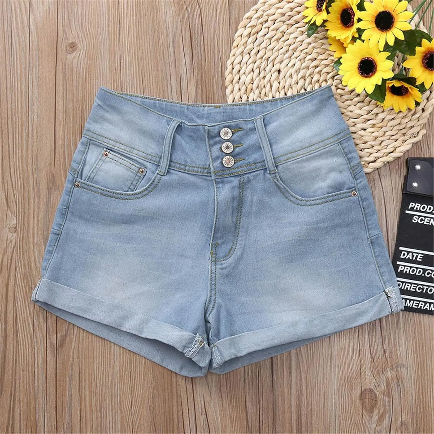 Jean Shorts Womens High Waisted Denim Shorts Summer Ripped Shorts Casual Hot Short Pants with Pockets
